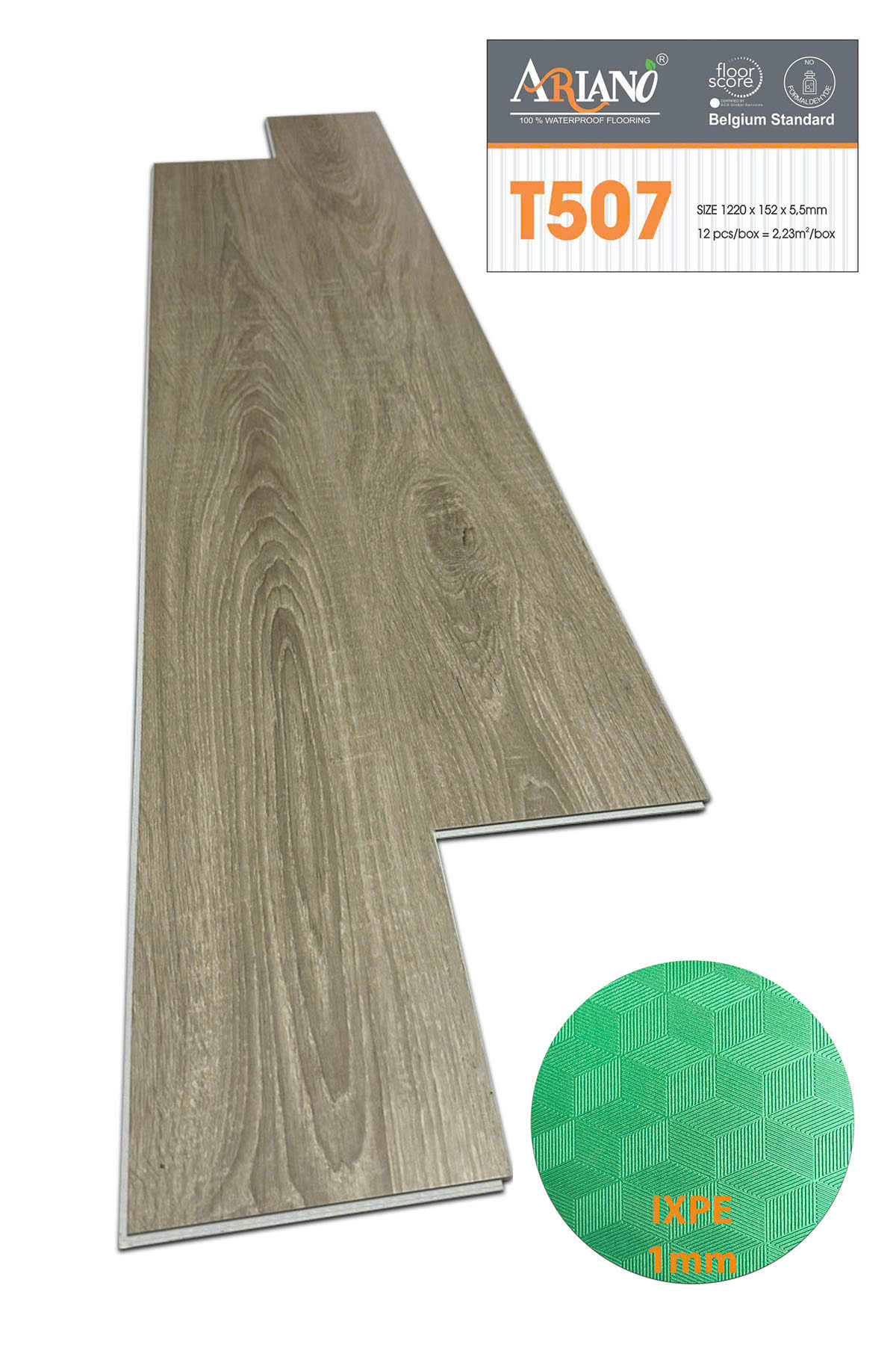Sàn Nhựa Hèm Khóa Ariano 4.5mm Mã T507 1 Sàn Nhựa Hèm Khóa Ariano 4.5mm Mã T506